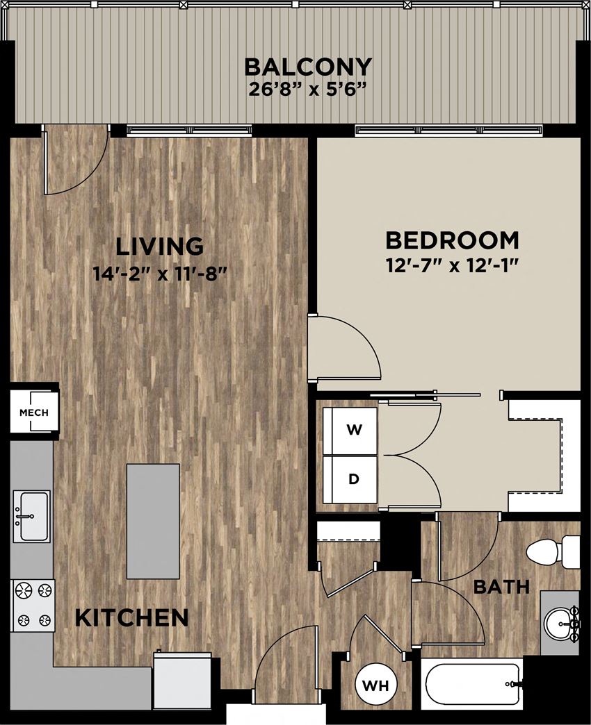 (A3) One Bedroom One Bathroom Floor Plan (A3) One Bedroom One Bathroom Floor Plan at Arlo, Malvern, PA